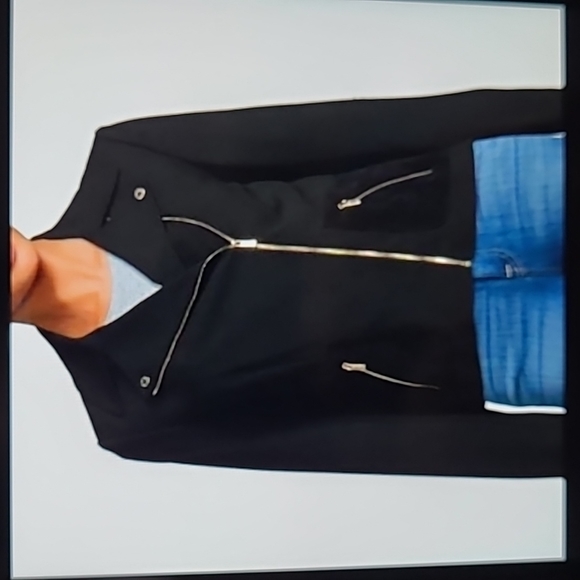 Liverpool Jeans Moto Asymmetric Zip Black Jacket Size Small - Picture 14 of 14
